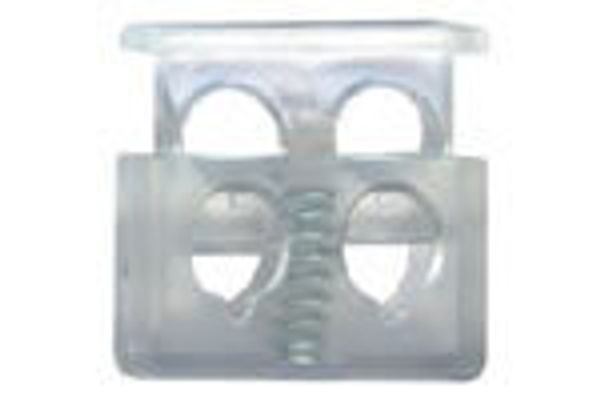 Фиксатор (зажим) для шнура пластик 2 отв., ⌀4.0 мм, 72 шт, 03 прозрачный, Micron A 1189