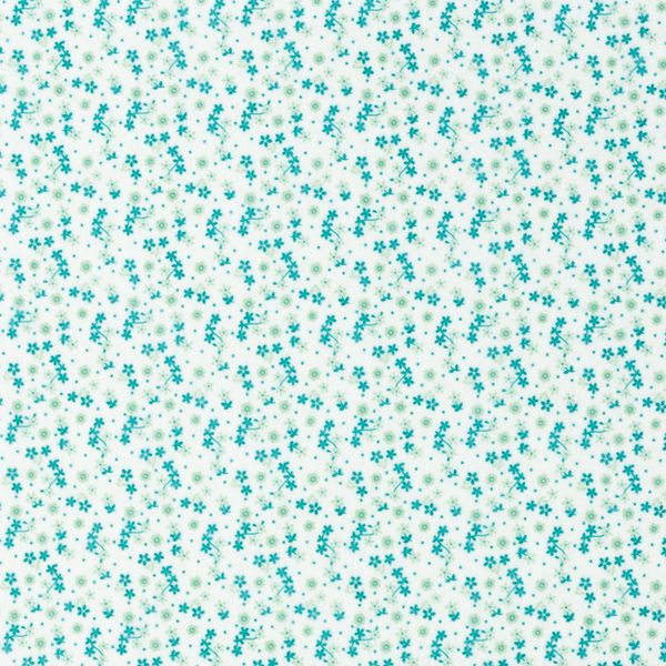 Фетр рулонный мягкий 1.0 мм, 150 см, рул. 10 метров, (FCR10), CPF226 цветочки мелкие/бирюзовый, Blitz