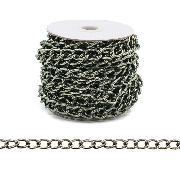Цепь алюминиевая 18х11,8 мм, 10 м, чер.никель