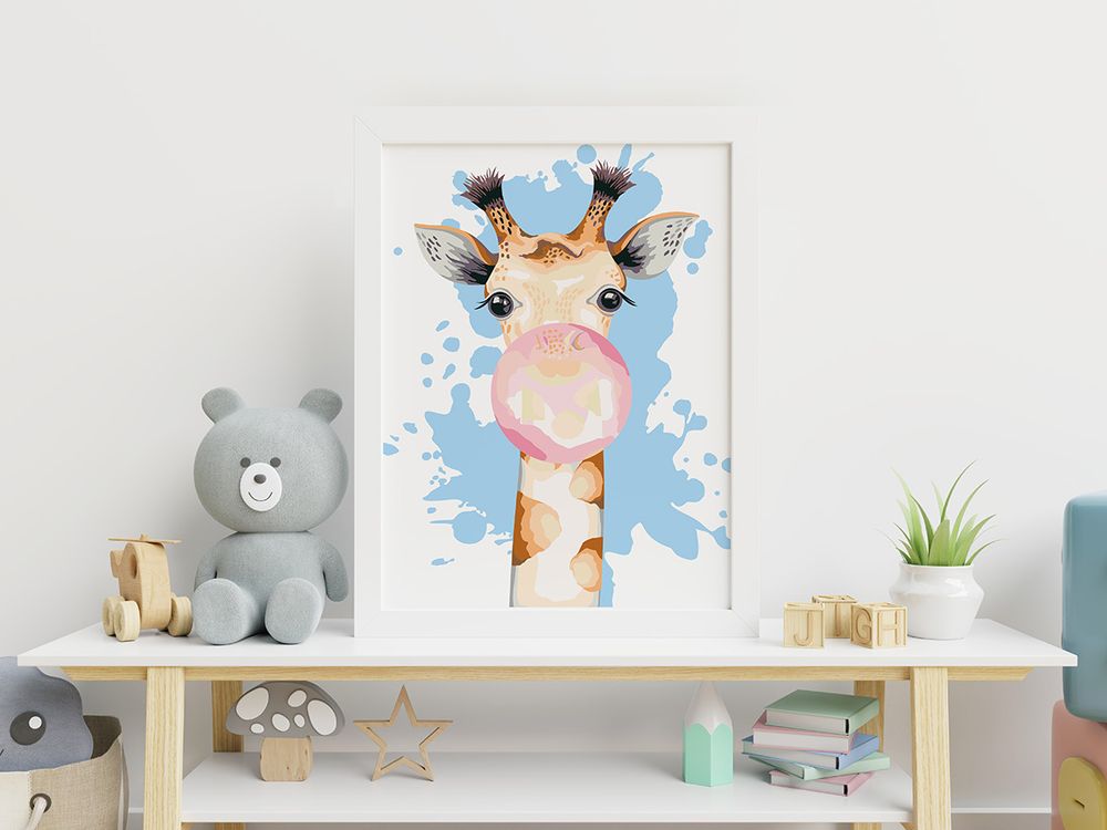 Картина по номерам Фрея, на картоне Милый жираф, 40х30 см