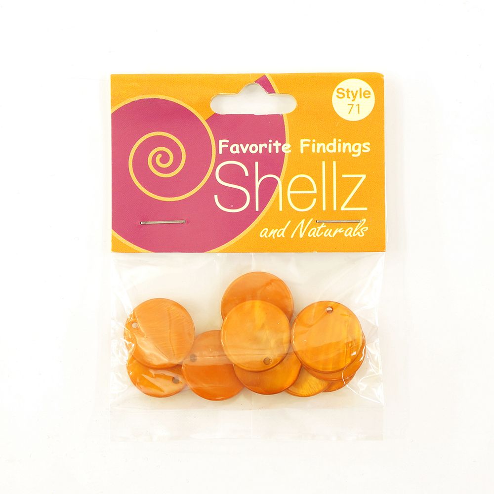 Пуговицы Shellz &amp; Natural Round River Shell Dangles 20 мм, оранжевый, 10 шт, Blumenthal Lansing