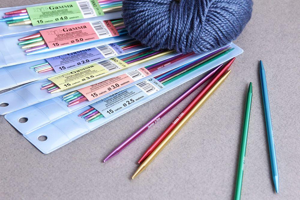 Спицы чулочные металл ⌀3.5 мм, 15 см, цветные, Gamma CKN5