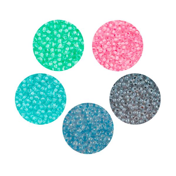 Набор бисера Preciosa 082, 5 цветов по 20 гр, № 10/0 (2.3 мм), диаметр 2,3 мм, 100 гр