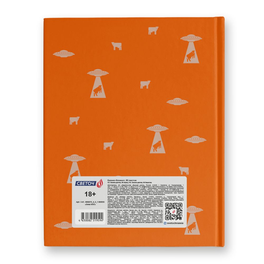 Бизнес-блокнот, глянцевая ламинация, A5+ 80 л. 22 шт, клетка, Зона НЛО 000935, Светоч 80ББТ5_4_5_1