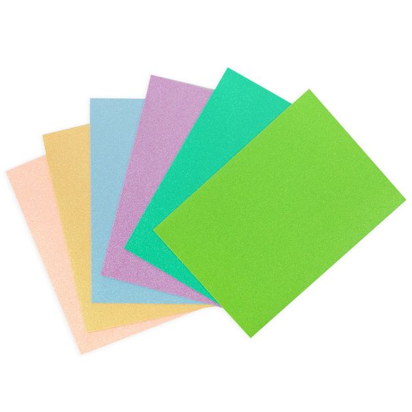 Пенка декоративная (фоамиран) DPK-01 A4 21х29.7 см, 6 цв, №04 ассорти с блестками_пастельные цв, Лео DPK-01