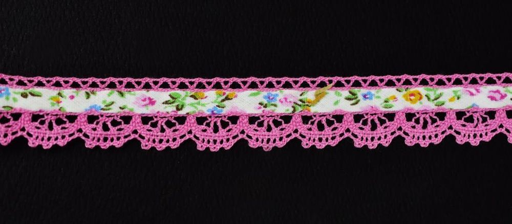 Кружево вязаное (тесьма) 19 мм / 10 метров, цв.прованс/розовый, 2557/164/FT1