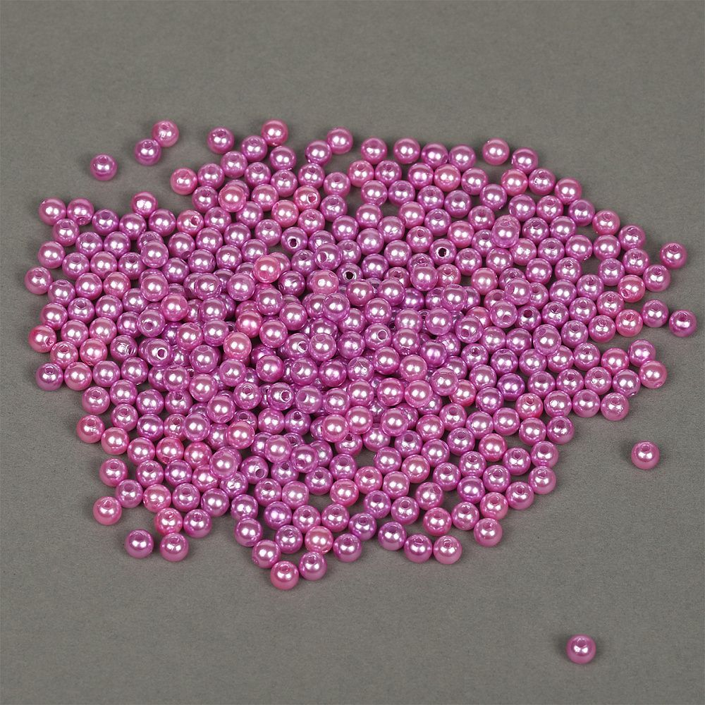 Бусины пластик (перламутр) ⌀6 мм, цв. 093 т.сиреневый, 50 гр. (483 шт), Magic4Hobby