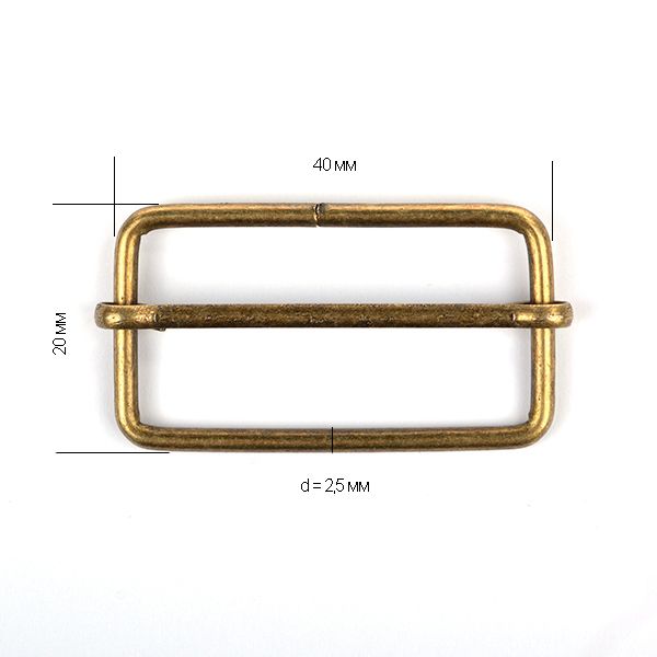 Шлевка металл 40х20х2.5 мм, TSW цв. античная бронза уп. 500 шт