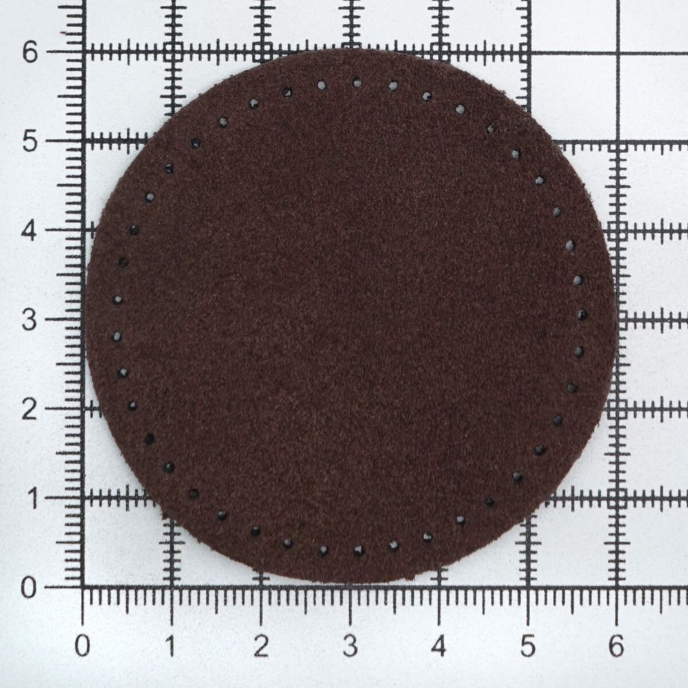 Заплатки пришивные из замши, круг ⌀6см с перфорацией, 2 шт, 100% кожа, 21 темно-коричневый, 59111