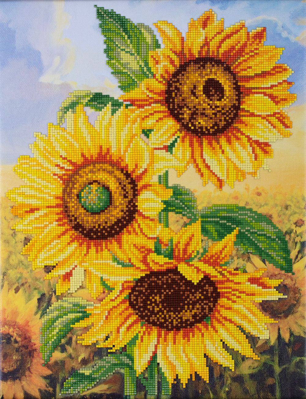Алмазная (кристальная) мозаика Фрея, Подсолнухи на закате 30х40 см