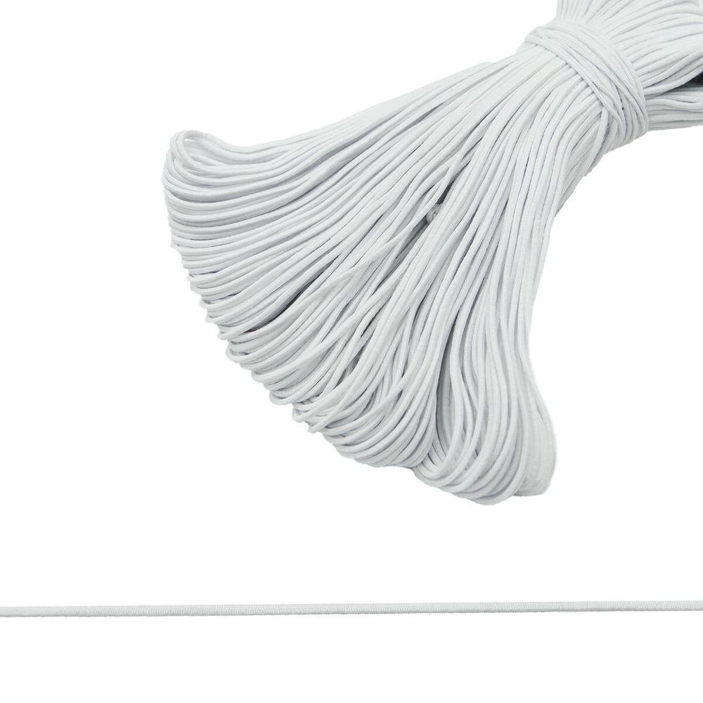 Резинка шляпная (шнур эластичный) ⌀1.5 мм / 50 метров, белый