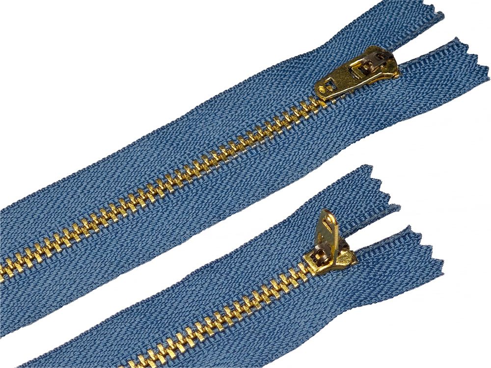 Молния металл (цв.SBS) джинсовая Т4 (4 мм) 1 зам., н/раз., 20 см, S-382 серо-голубой (звено: золото), уп.100 шт