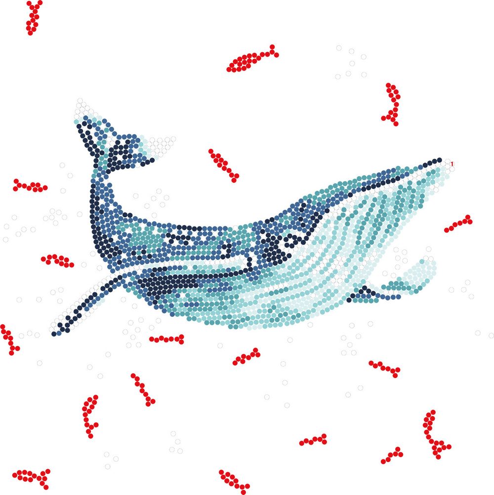 Алмазная (кристальная) мозаика Фрея, постер Кит и рыбки, 30х30 см