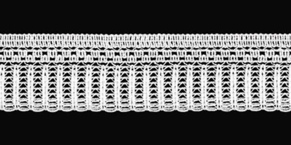 Кружево вязаное (тесьма) 22 мм / 25 м, белый, хлопок, п/э, Gamma 9с2447