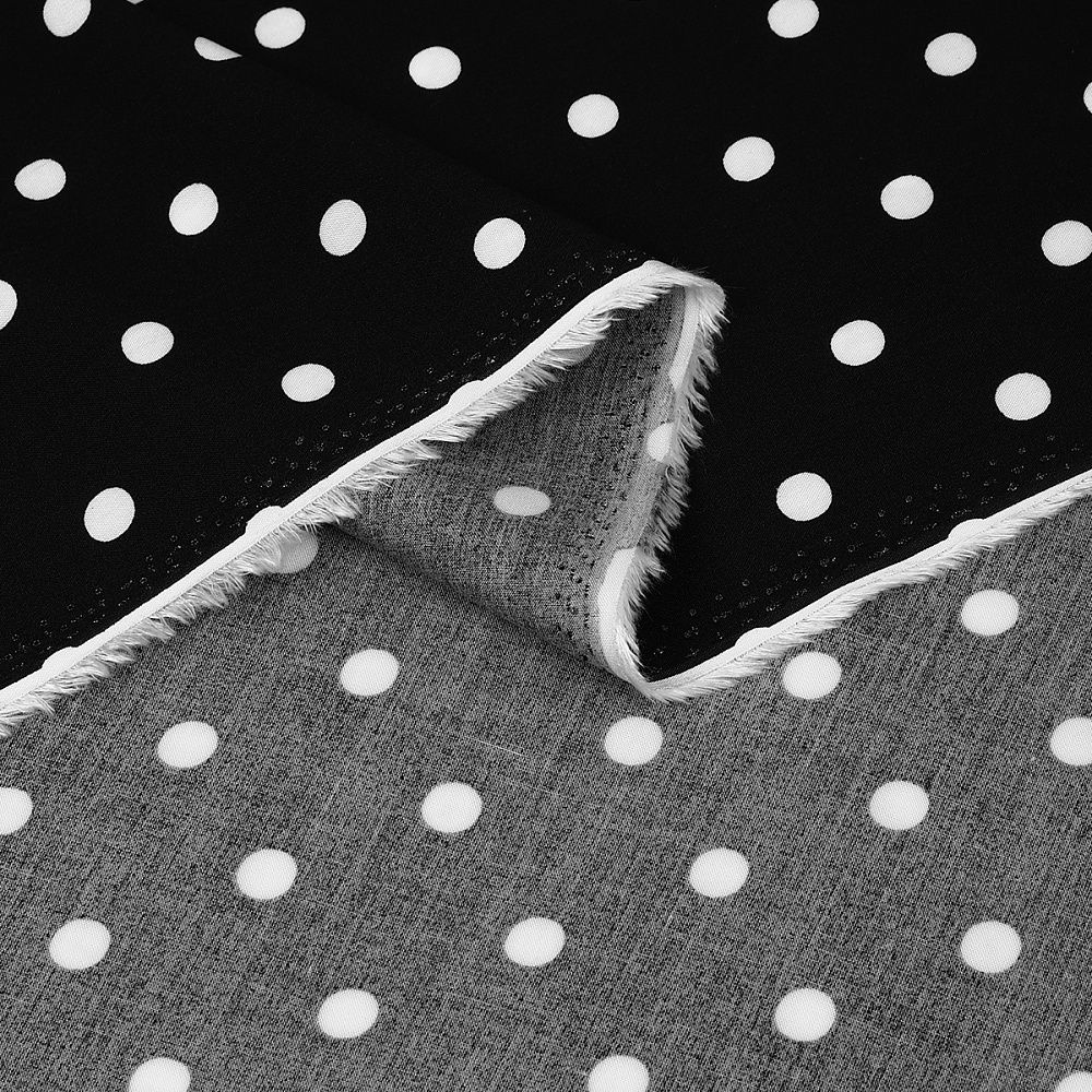 Штапель в горошек 90 г/м², 145 см / 2 метра, TBY.Vidt.01 цв.черный