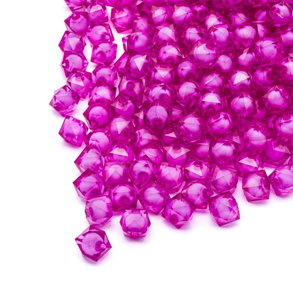 Бусины акрил ⌀10 мм, в цвете с белой сердцевиной, граненый куб, 500 г, Astra&Craft (57 малиновый)