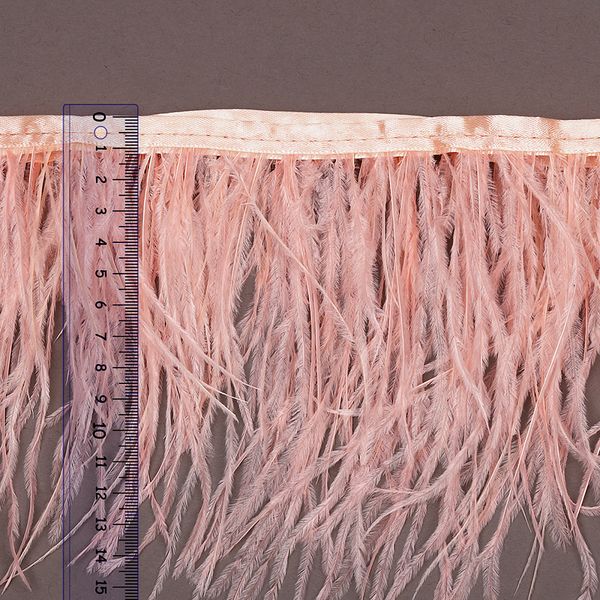 Перья на ленте Страус 15 см, FBY-15-122, цв. кремовый, 2м