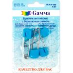 Булавки английские безопасные 40 мм, 6 шт, 07 голубой, Gamma BUKS-006