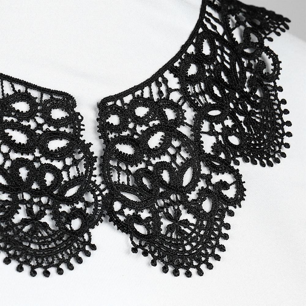 Пришивной кружевной воротник 27х19 см, TTR.12141, цв.черный, уп.25 пар, Kruzhevo