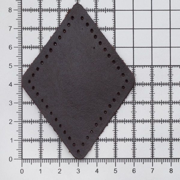 Заплатки пришивные из кожи, ромб 6х8,4см с перфорацией, 2 шт, 100% кожа, 03 темно-коричневый, 9115