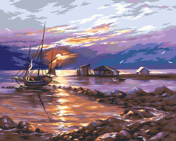 Картина по номерам Фрея, Закатная бухта, 50х40 см