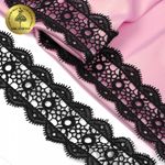 Кружево гипюр (плетёное) 50 мм / 13.71 метров, TBY.SUN.08, цв.черный