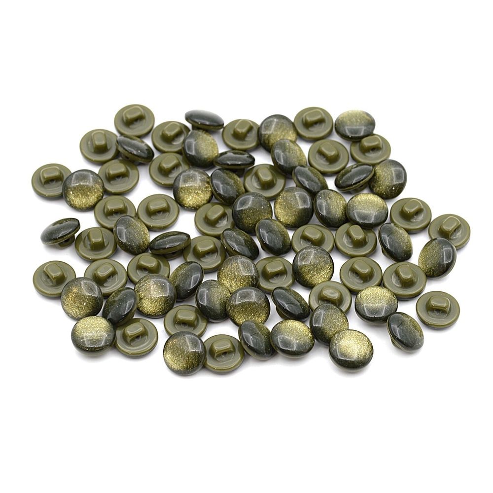 Пуговицы на ножке 22L (14мм), пластик (col.20 хаки), 72 шт, CR P-45