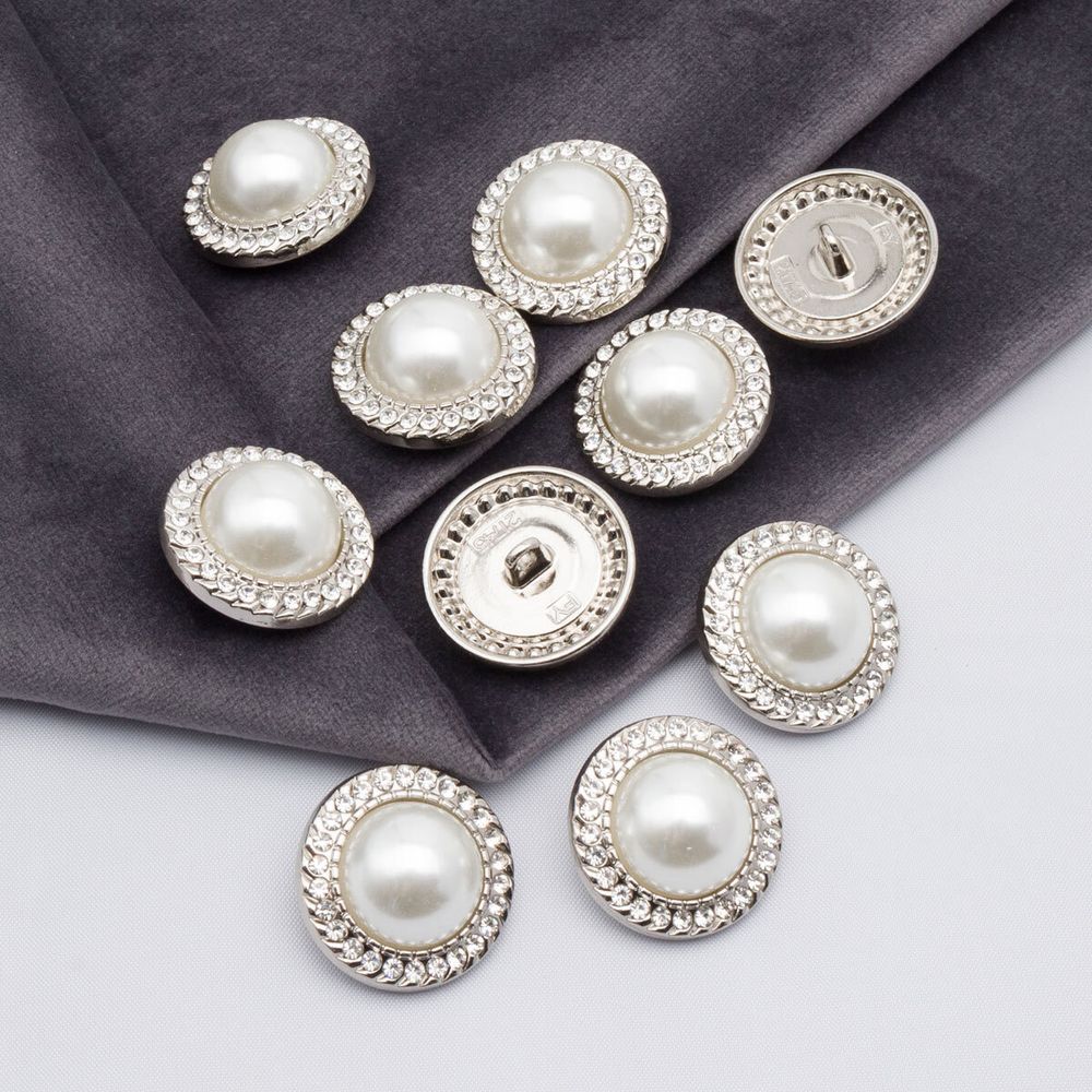 Пуговицы на ножке 36L=23 мм, металл, Silver (серебристый), 10 шт, MP15