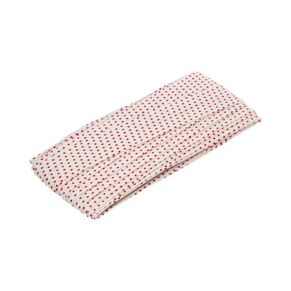 Косая бейка хлопковая 20 мм / 5 шт по 5.4 метра, №001P/065 белый/красный горох, Gamma GBF-20