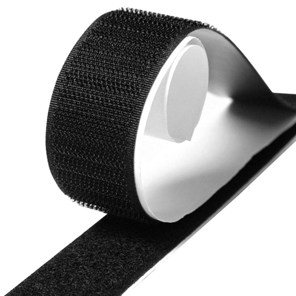 Лента контактная липучка (велкро) клеевая 25 мм / 25 метров, 29.4 г/м, 5071 черный, ПАРА (крючок+петля), качество "В"