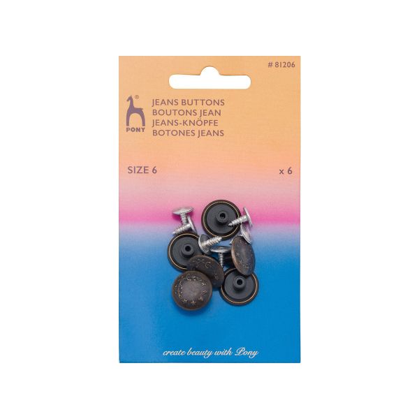 Пуговицы джинсовые ⌀17 мм, Лавровый венок, материал верха: латунь, т.латунь, 6 шт, Pony, 81206