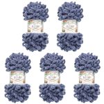 Пряжа Alize (Ализе) Puffy / уп.5 мот. по 100 г, 9м, 900 темно-синий джинс