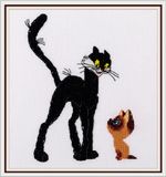 Набор для вышивания нитками Klart, Союзмультфильм. Черный кот и котенок Гав, 14х18 см