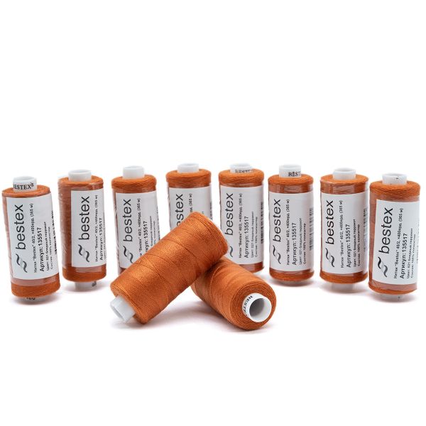 Нитки швейные бытовые Bestex 40/2, 365 м (400 ярд) / 10 кат., 021 медно-рыжий