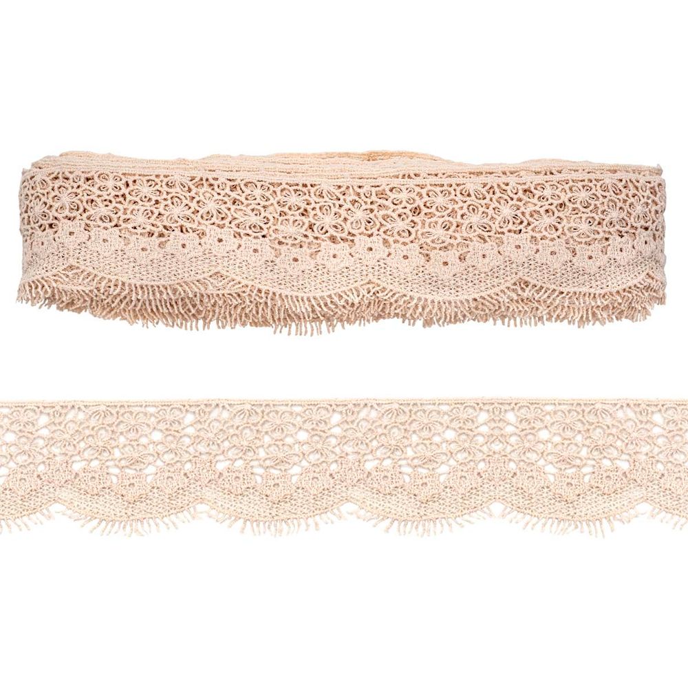 Кружево гипюр (плетёное) 60 мм, матовая нить, NN236 молочный, 13.72 м