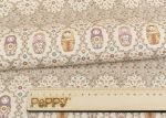 Ткань для пэчворка Peppy Крошки-матрешки, рулон 112 см / 5 метров, КМ-04 кремовый, Peppy