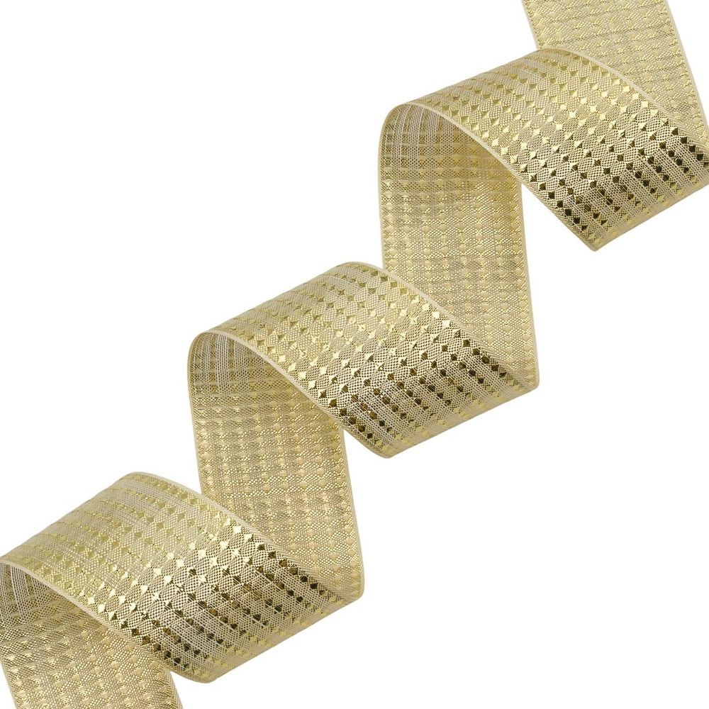 Лента декоративная подарочная 40.0 мм / 25±1 метров, рис.9027, 2 золото, С3688Г17 Стрела-40