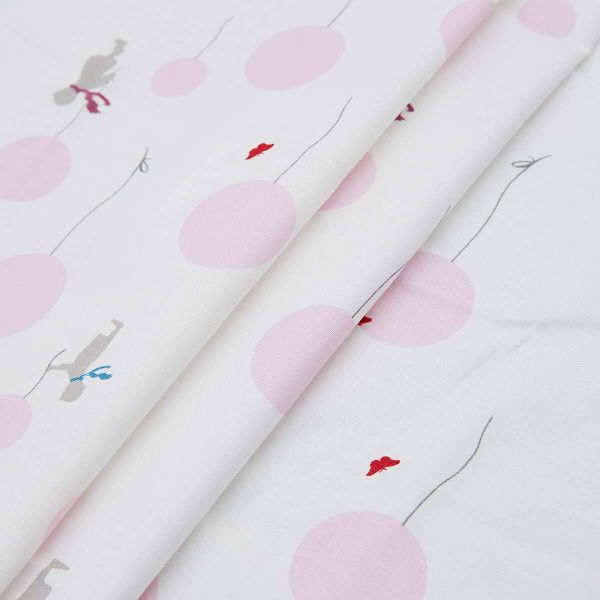 Ткань коллекция Little Friends, 48х50см, 100% хлопок Gutermann (320 белый/розовые шарики), 647701