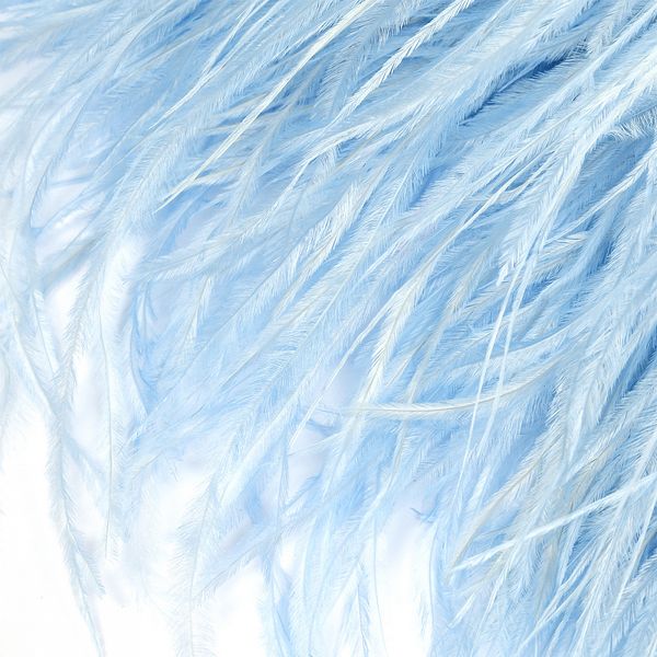 Перья на ленте Страус 15 см, FBY-15-114, цв. нежно-голубой, 2м