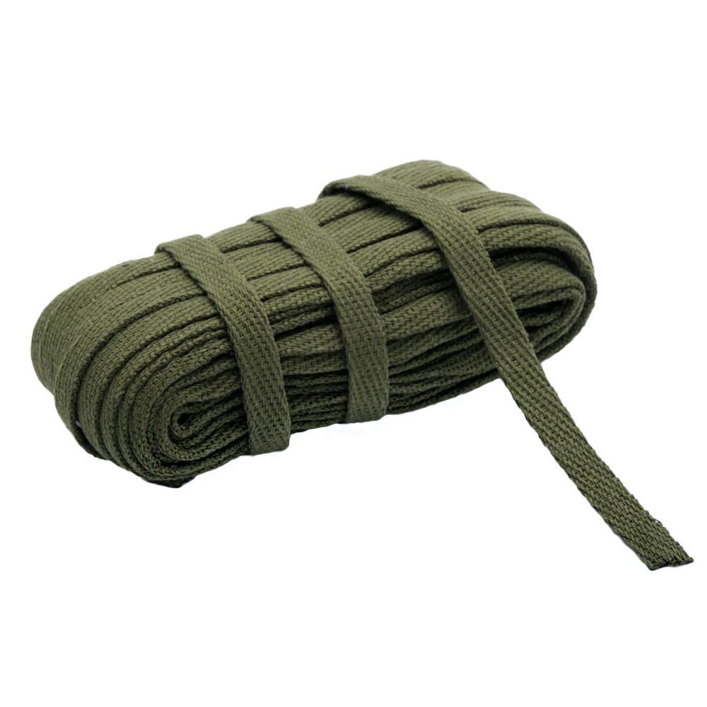 Шнур плоский плетеный х/б ⌀15.0 мм / 20 метров, цв.12 хаки