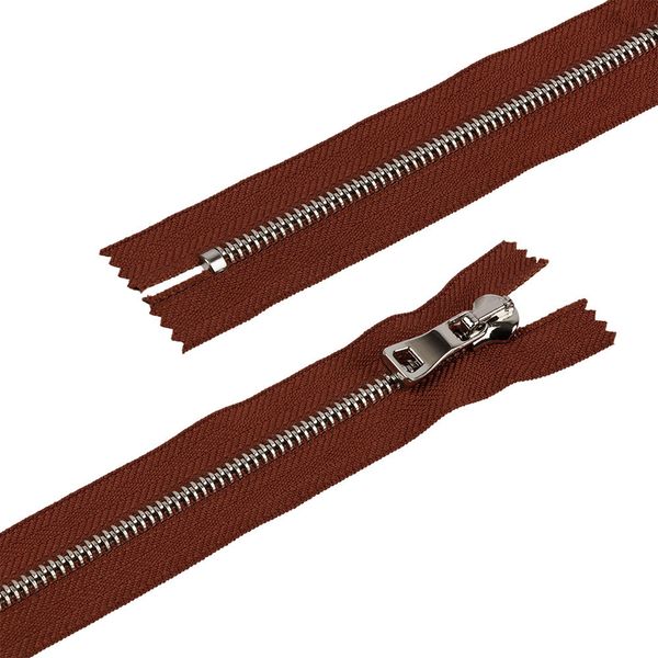 Молния металл Т5 (5 мм) 1 зам., н/раз., 18 см, декор, серебро, каштановый Premium, MLP-5 Gamma, 1 шт