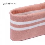 Подвяз (довяз) трикотажный 14.0х100 см, пыльно-розовый с белыми полосами, двухслойный, 100% п/э, 5 штук