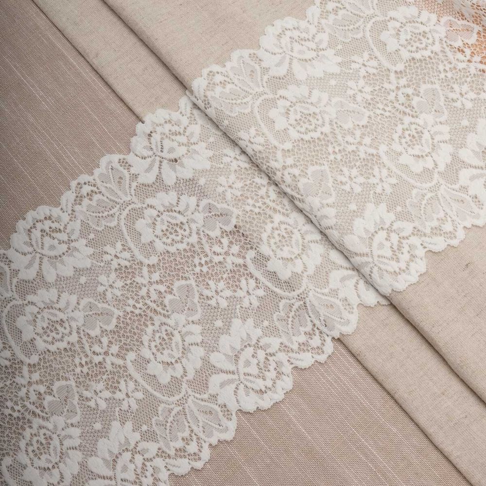 Кружево бельевое эластичное 150 мм / 13.7 метров, белый, 3AR1269