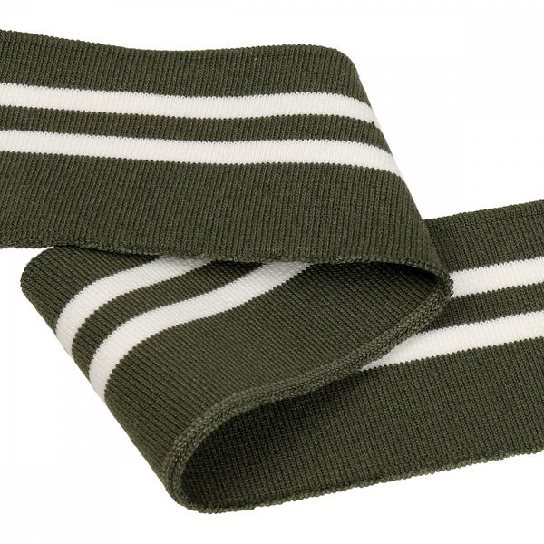 Подвяз (довяз) трикотажный 6.0х80 см, олива с белыми полосами, 100% п/э, 1 штука