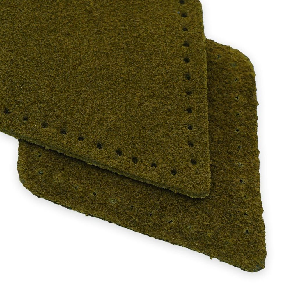 Заплатки пришивные из замши, ромб 6х8,4см с перфорацией, 2 шт, 100% кожа, 33 хаки, 59115