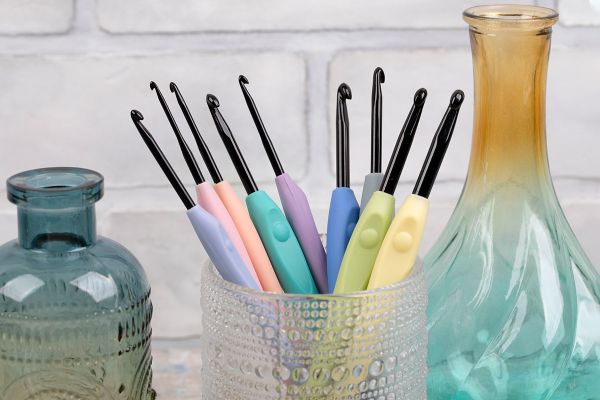 Крючок для вязания с прорезиненной ручкой ⌀5.5 мм, 16 см, алюминий, Gamma RH-BL