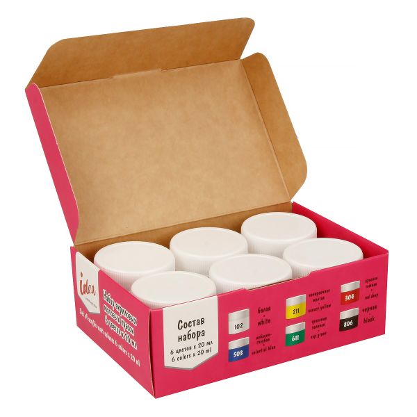 Краска акриловая матовая набор 6 цв, 20 мл, Vista-Artista IMAS-06