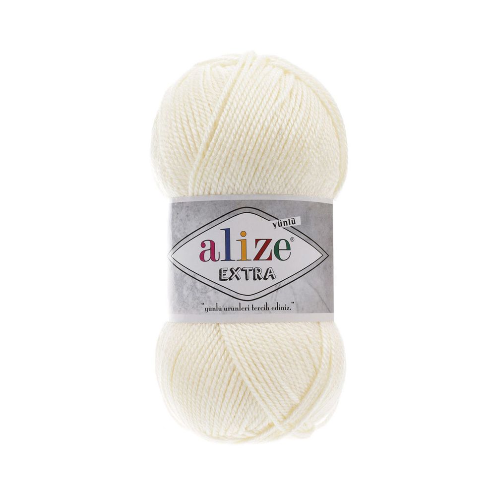 Пряжа Alize (Ализе) Extra / уп.5 мот. по 100 г, 220м, 062 светло-молочный A