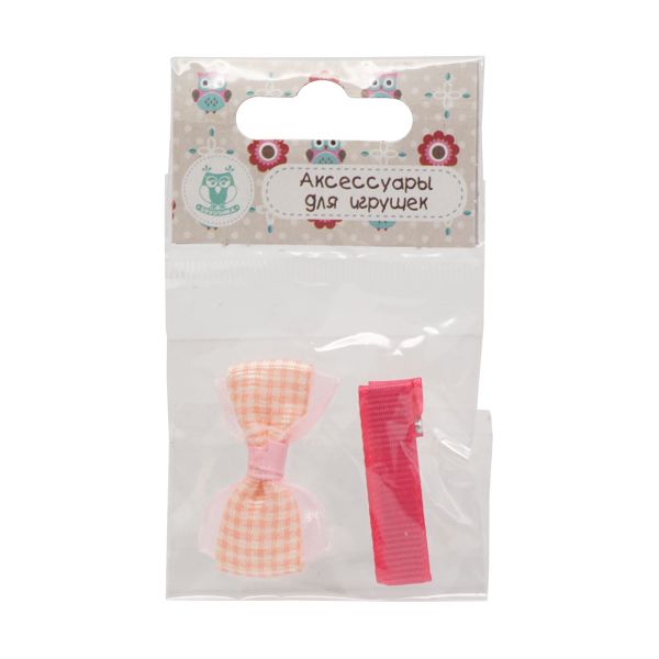 Набор Б-003 мини бантик+заколка 36мм/35мм (персик/красный) 29354