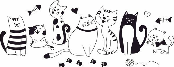 Термоаппликация Gamma Термотрансфер M №04, 1 шт, M-424 Котики 5.5х14.5 см